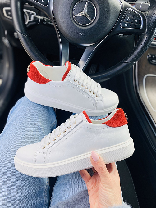 Abbi Кеди жіночі ABBI 21600 білий/червоний (весна-осінь, шкіра натуральна) (2724) лише 37р. Коломия - фото 3