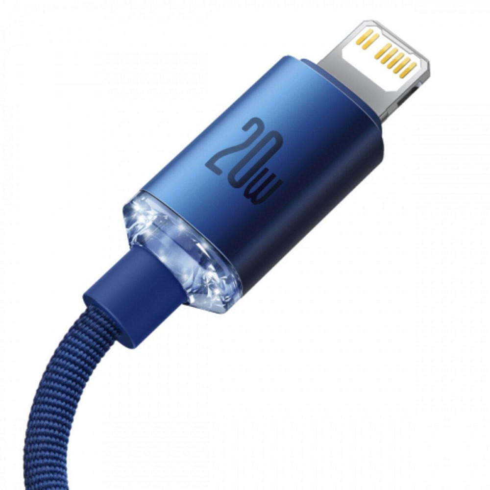 Кабель Type-C - Lightning Baseus Crystal Shine Series для швидкого заряджання та передачі даних 20W 1.2m колір блакитний Одеса - фото 3