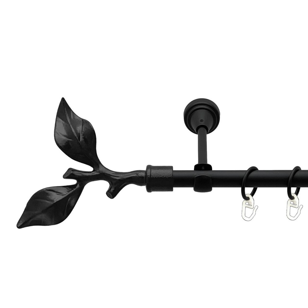 Карниз Orvit Листок Троянди металевий однорядний відкритий гладка труба кільце металеве Чорний Оксамит 16 мм Львов - изображение 1