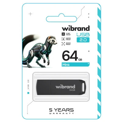 USB флеш накопитель Wibrand 64GB Mink Black USB 2.0 (WI2.0/MI64P4B) Винница - изображение 2