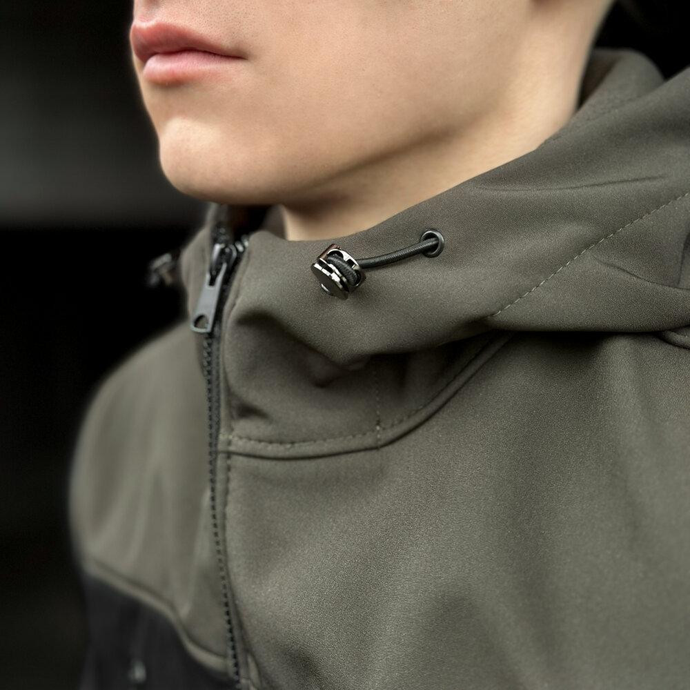 Софтшелл куртка чоловіча M чорний з хакі Pobedov Setup Київ - фото 6