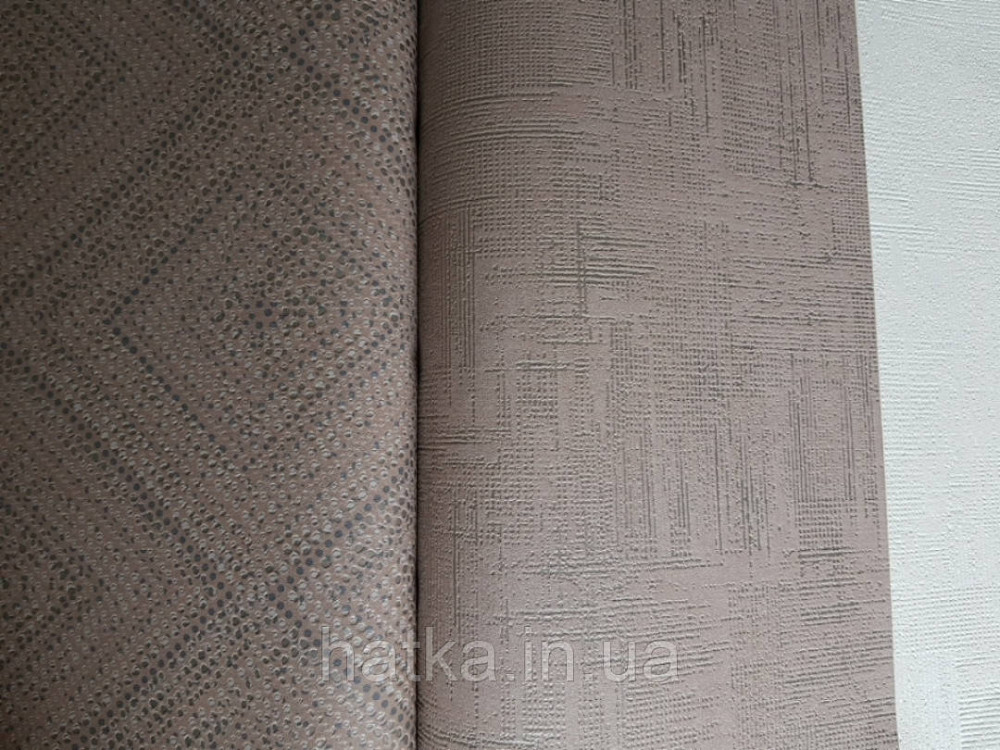 Шпалери вінілові на флізелін Marburg 82165 Giulia геометрія ромб квадрат смуги точки коричневі сірі срібло Київ - фото 1