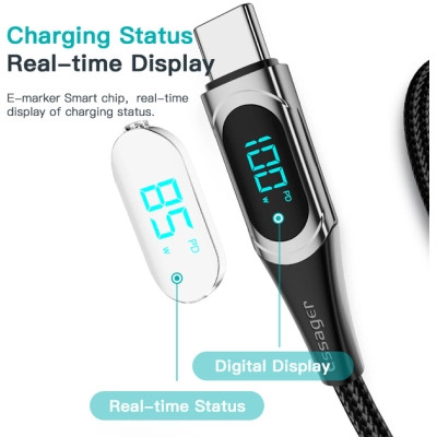 Дата кабель USB-C to USB-C 2.0m 100W Digital Display black Essager (ES-XCTT1-YDA01) Вінниця - фото 7