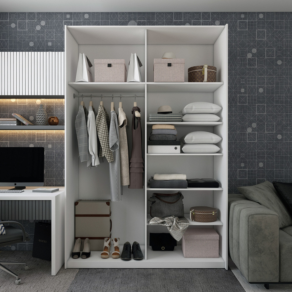 Шафа-купе двохдверна Doros G-Caiser 160х60х240 см Білий/Графіт/Дзеркало (DRS-011015) Львів - фото 2