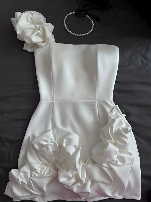 Женское праздничное мини платье с воланами костюмка барби Молочный, 42/44 Одесса - изображение 6