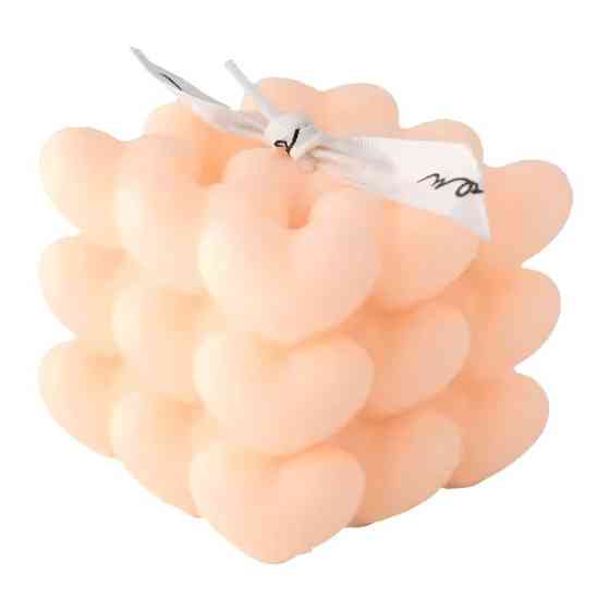 Свічка ароматична "Кубик сердець" ручної роботи у рожевому кольорі Кам'янець-Подільський