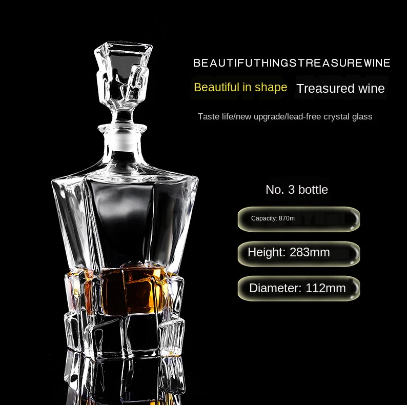 Декантер графин Crack Кубики льда ЭФФЕКТНЫЙ!!!  штоф для виски бренди скотча Кременчуг - изображение 2