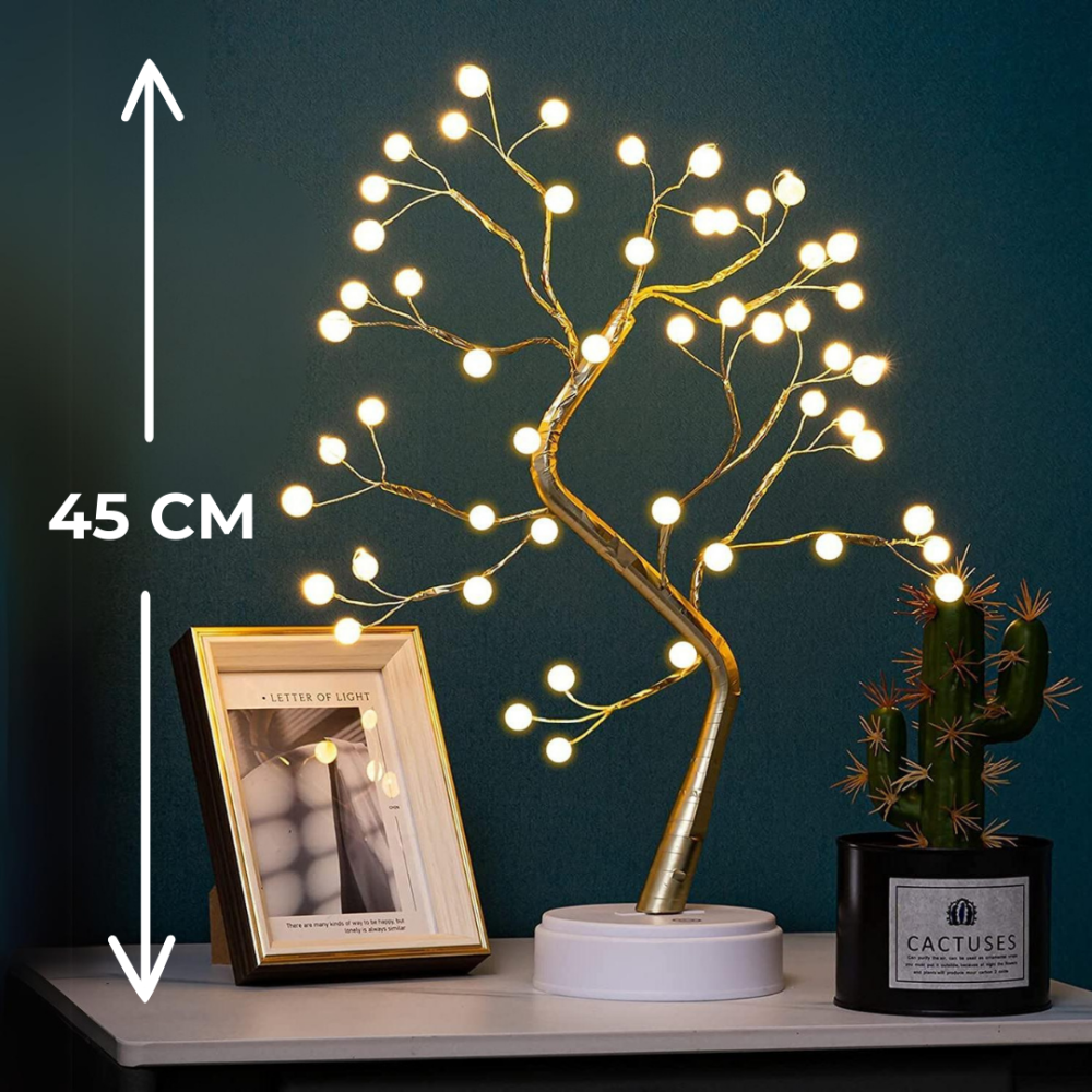 Світильник на батерейках нічник від юсб дерево роса Niki Light дерево перли сріблястого кольору теплий білий світильник USB + 3AA Київ - фото 3