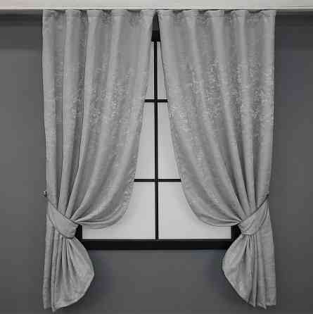 Комплект коротких штор VR-Textil Льон мармур Pavliani № 1179ш Сірий 130х170 см 2 шт (35-0067) Київ