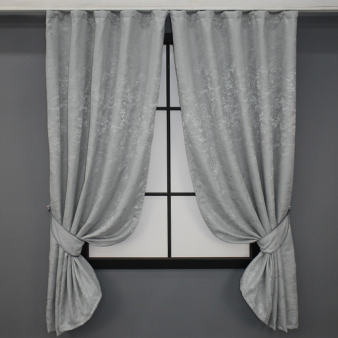 Комплект коротких штор VR-Textil Льон мармур Pavliani № 1179ш Сірий 130х170 см 2 шт (35-0067) Київ - фото 1