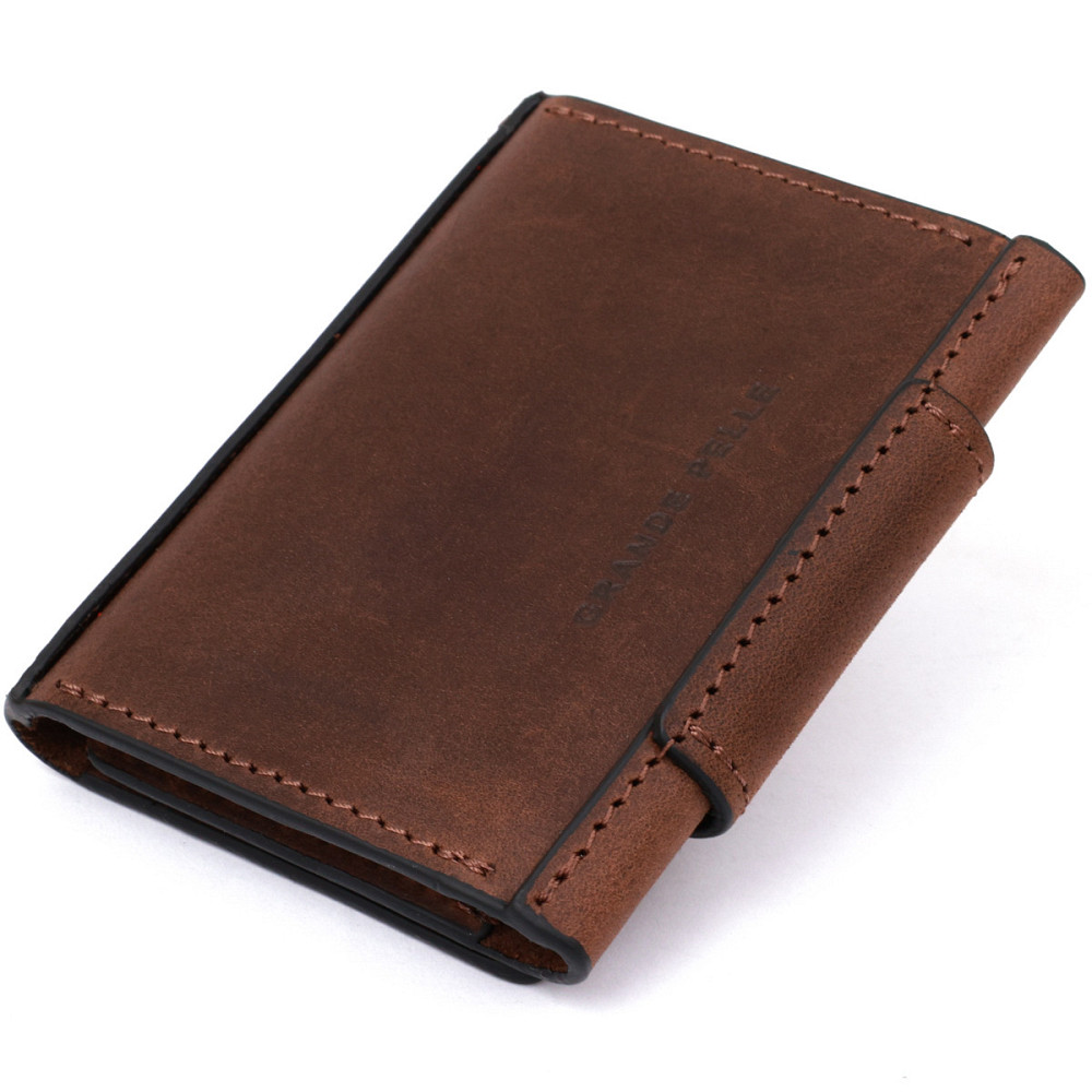 Чоловіча шкіряна візитниця Коричневий (GRANDE PELLE) Київ - фото 5