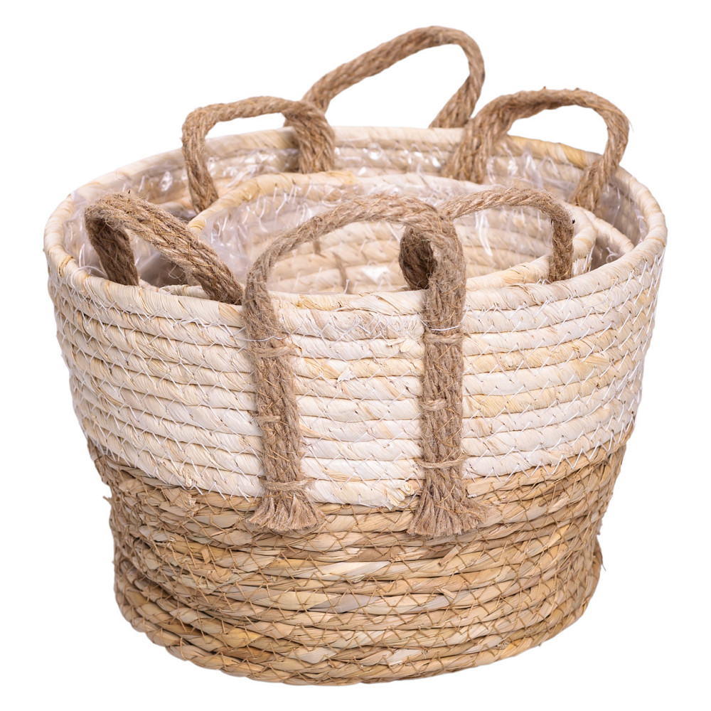 Набір кошиків для зберігання речей 3 (шт) універсальні плетені 1.5/2/3 літри Коричневий HP-41-8 Київ - фото 7