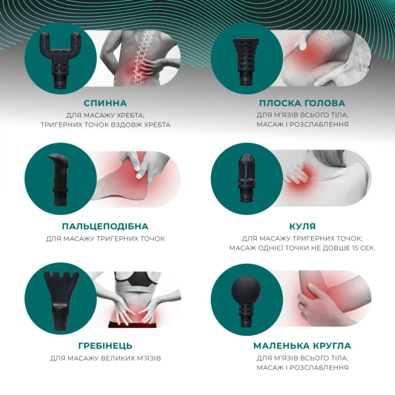 Перкуссионный массажный пистолет Booster Lightsaber Mini (6 насадок) Винница