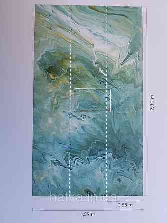 Обои виниловые Grandeco One roll one motif 1.59x2.8 панно 3д абстракция под камень изумрудные зеленые желтые Киев