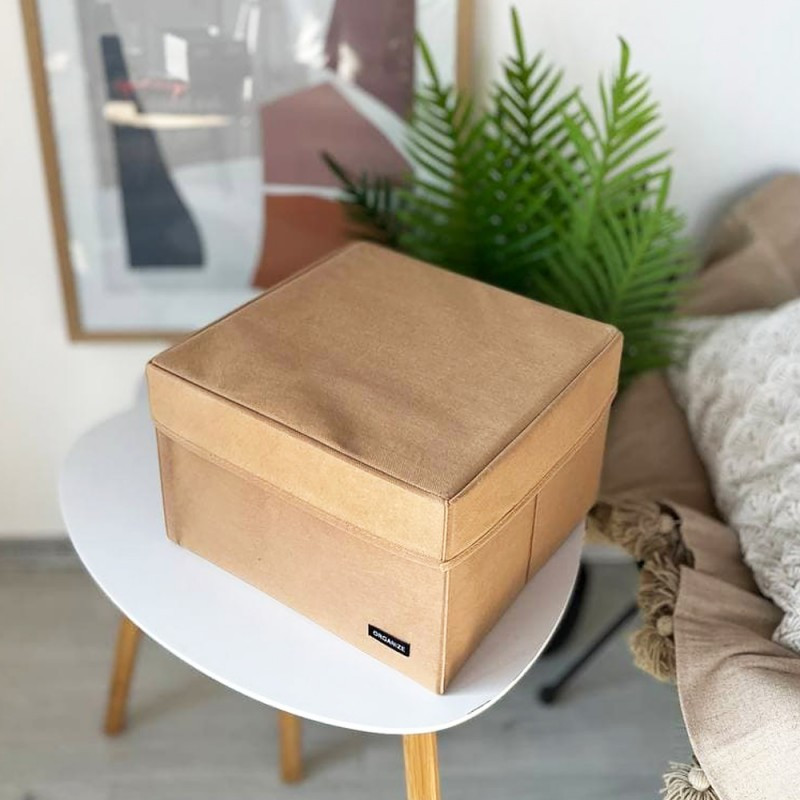 Короб для зберігання речей з кришкою 30х30х20см (Бежевий) Суми - фото 3