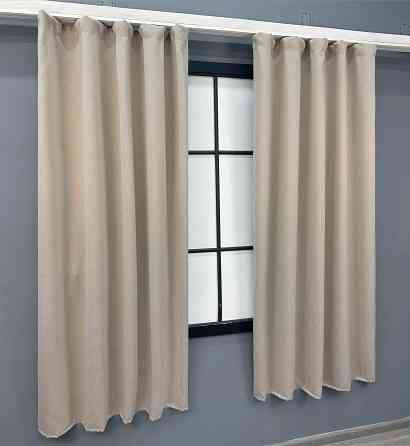 Комплект коротких штор VR-Textil Блекаут двосторонній Eclipsе № 1789ш Бежевий 100х170 см 2 шт (39-946) Київ