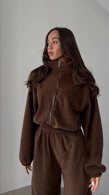 Стильний жіночий витончений комбінезон двосторонній фліс. Шоколадний, 42/44 Одеса - фото 1
