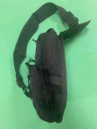 Мужская сумка тактическая через плечо 40 на21см 3 кармана спереди и 2 кармашки боковых черный Киев