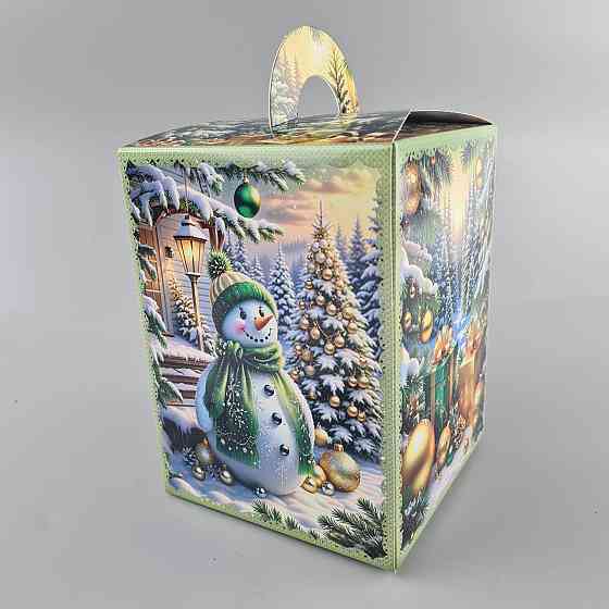 Новогодняя подарочная картонная упаковка для конфет (700грм) №216 "Заяц с подарками"  (1 шт) Харьков