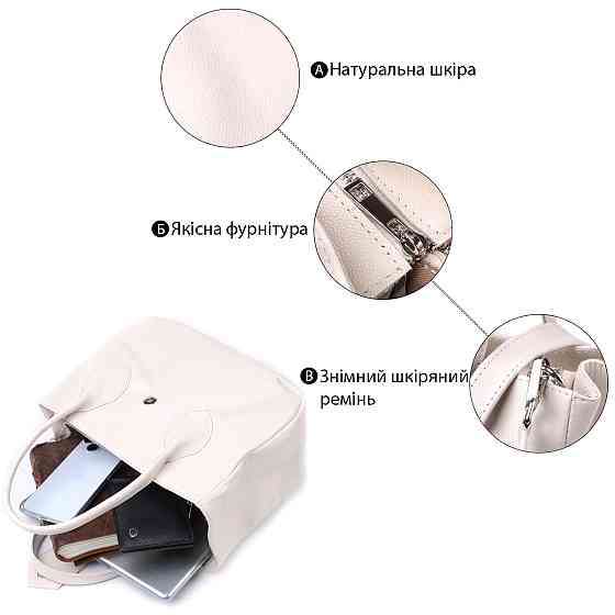 Ділова жіноча сумка з двома ручками з натуральної шкіри Shvigel 22830 Бежева Київ