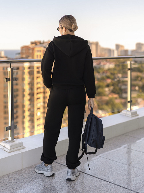 Утеплений спортивний костюм жіночий "The best" | Норма та батал Чорний, 46-48 Київ - фото 3