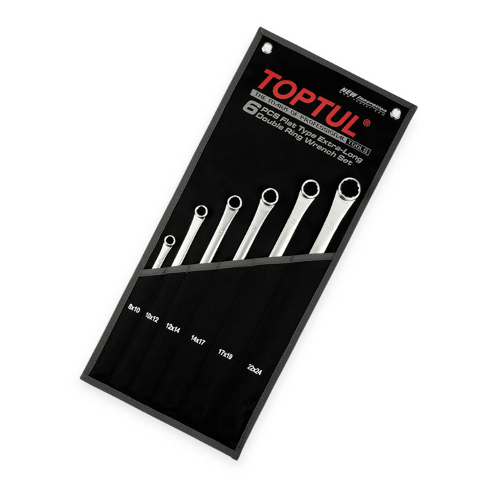 Набір ключів накидних прямих супердовгих 8-24 мм 6 шт (ткан. чохол) CrV Мукачево - фото 1