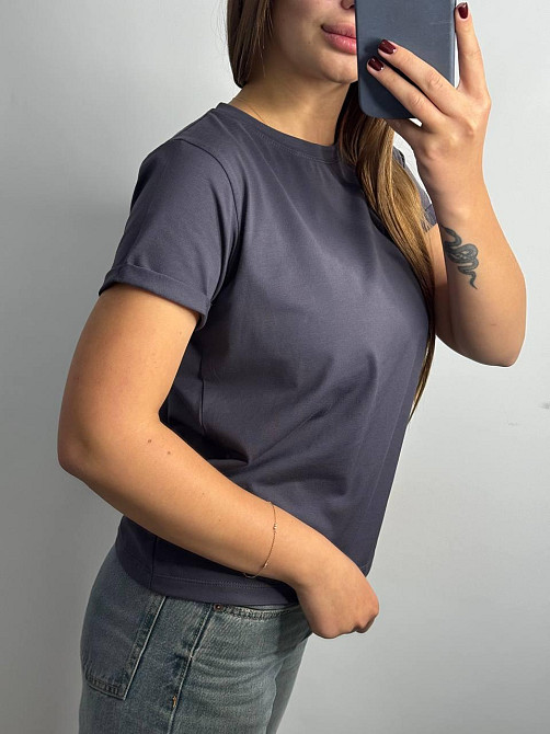 Базова футболка жіноча однотонна Темно-синій L Харків - фото 1