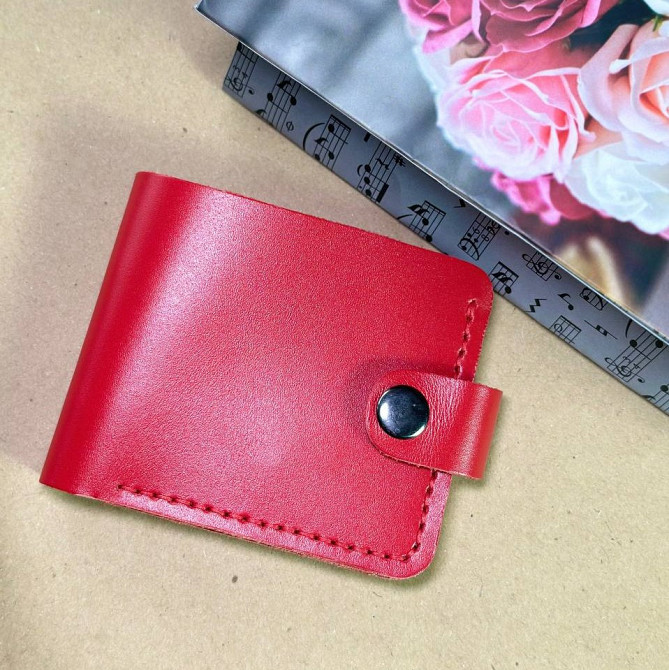 Гаманець шкіряний жіночий Червоний Біфолд маленький, стильний, модний, з відділеннями для карт та купюрMasterSem Київ - фото 2