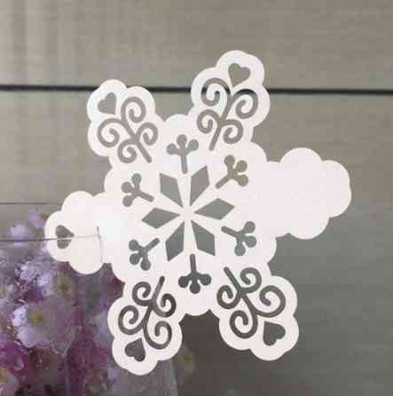 Новогодние снежинки декор на бокалы 10 штук 85 мм белый Киев