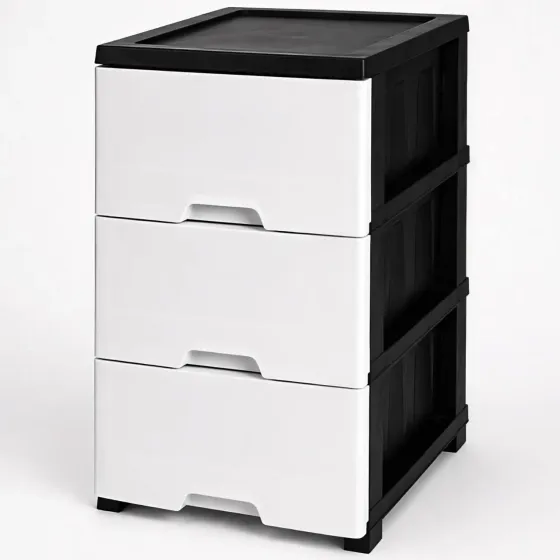 Комод пластиковий "New" 3 яруси 66*43*34см, R-Plastic, чорно-білий Одеса