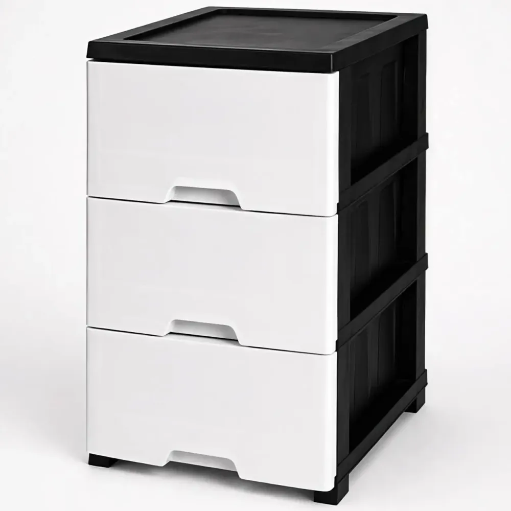 Комод пластиковий "New" 3 яруси 66*43*34см, R-Plastic, чорно-білий Одеса - фото 1