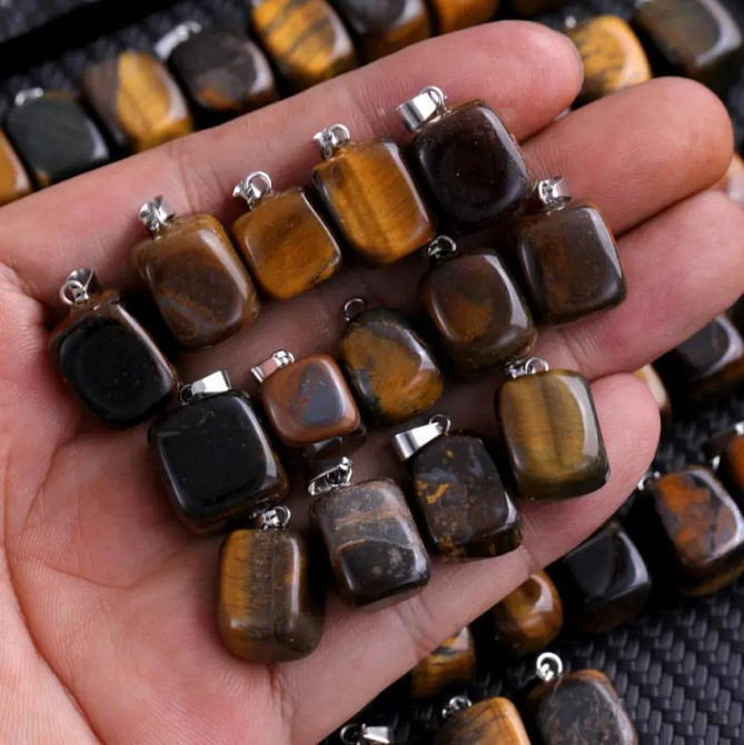 Кулон из натурального тигрового глаза 15 мм Подвеска с натуральным камнем, защитный амулет, оберег. Киев - изображение 1