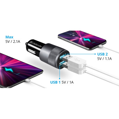 Зарядний пристрій Defender 2xUSB 12W (2xUSB-A) 2.1A UCA-21 (83821) Вінниця - фото 2