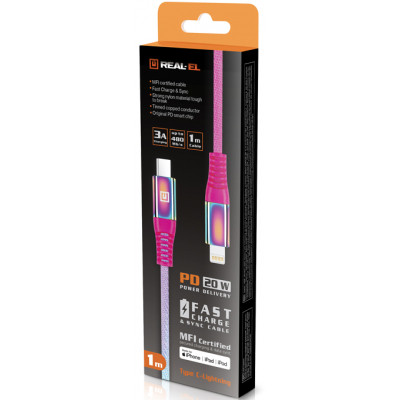 Дата кабель USB-C to Lightning 1.0m MFI Rainbow REAL-EL (EL123500054) Винница - изображение 7