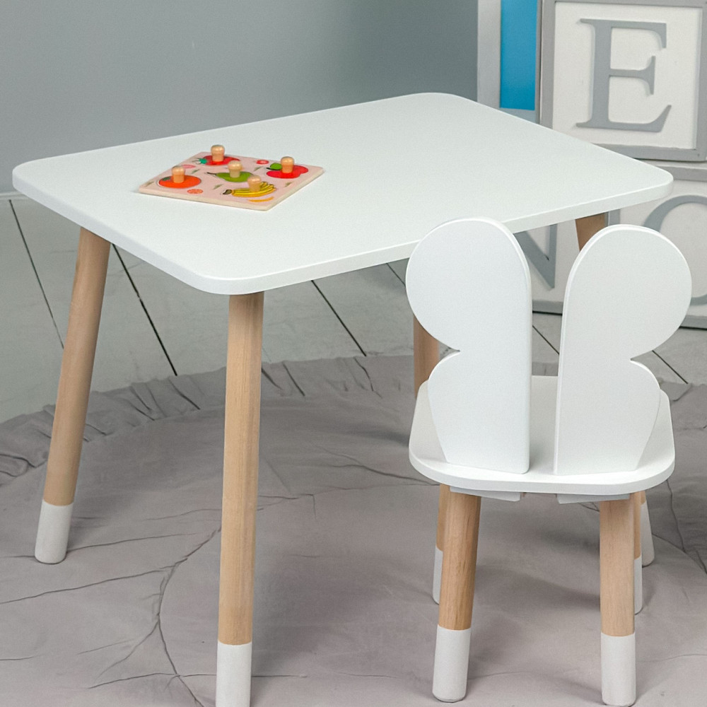 Прямоугольный стол и стул  детский бабочка белоснежный. Столик белый детский Киев - изображение 9