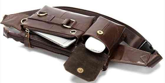 Поясная cумка мужская Vintage 14897 Коричневая Киев