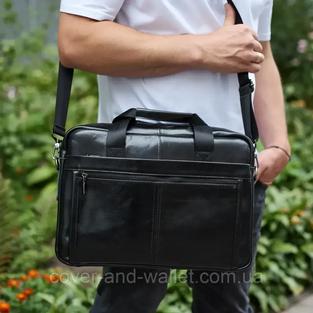 Стильная и практичная мужская сумка из натуральной кожи черного цвета ST Leather Киев - изображение 5