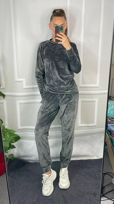 Женский спортивный велюровый костюм Графитовый M Харьков - изображение 1