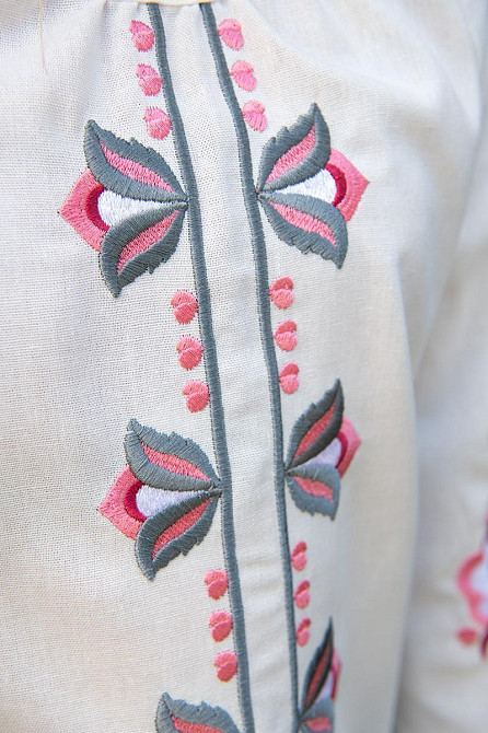 Вышиванка для девочек, льняная молочная Киев - изображение 2