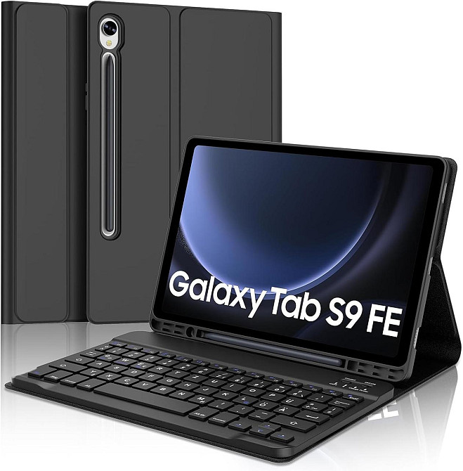 Чохол-клавіатура планшета Samsung Galaxy Tab S10 FE 2025, S9 FE 10.9'' 2023 чорний, знімна бездротова QWERTZ Bluetooth клавіатура Київ - фото 1