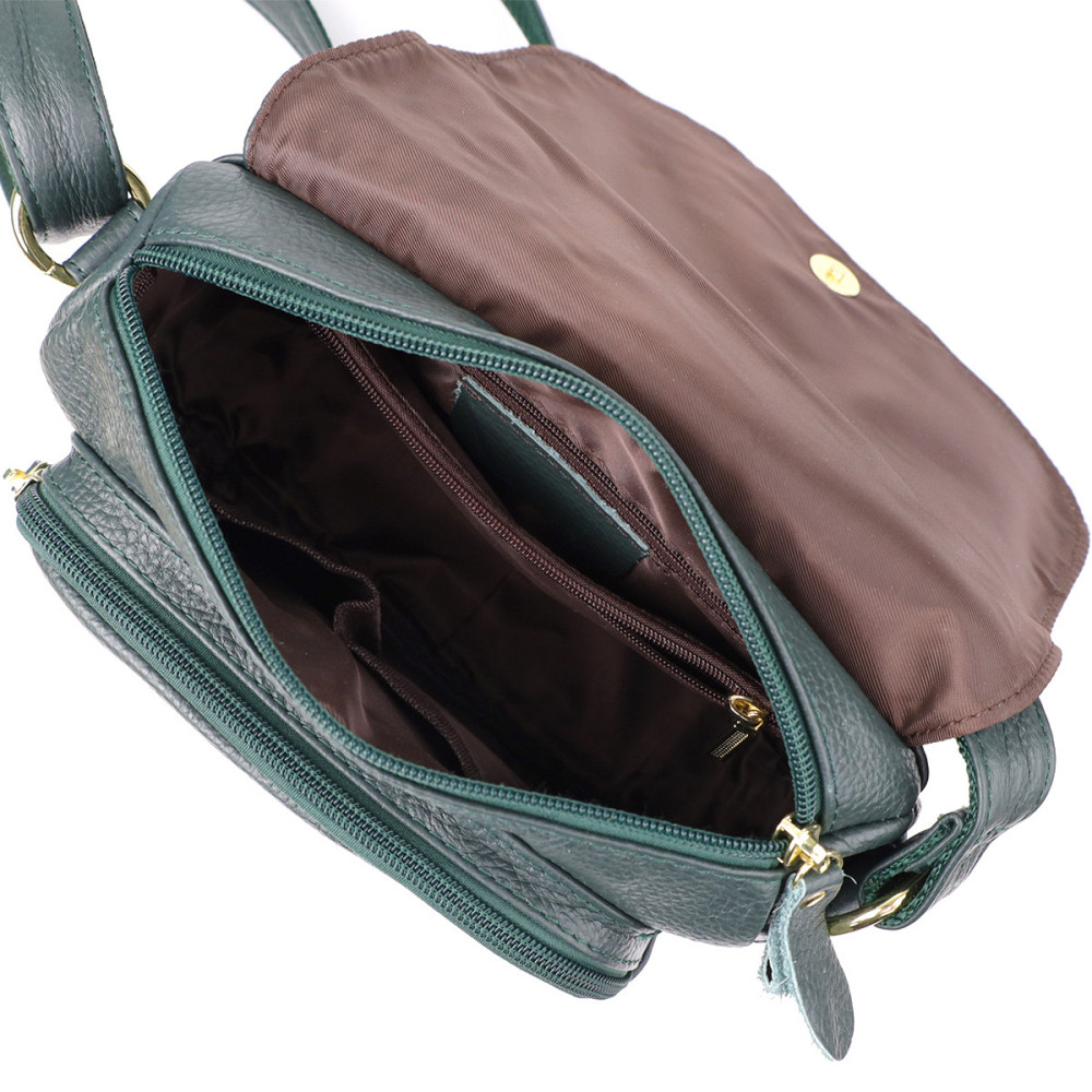 Повсякденна жіноча сумка з натуральної шкіри Vintage 22970 Зелений Київ - фото 7