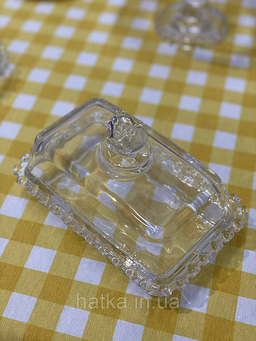 Маслянка скляна "Прозоре серце" 17 см h 10 см товсте скло Київ - фото 5