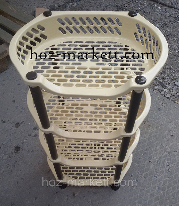 Полиця етажерка пластикова для ванної та кухні (бежева) Харків - фото 1