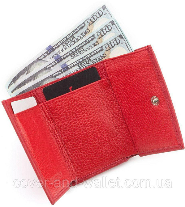 Червоний шкіряний жіночий міні гаманець з натуральної шкіри ST Leather Київ - фото 9