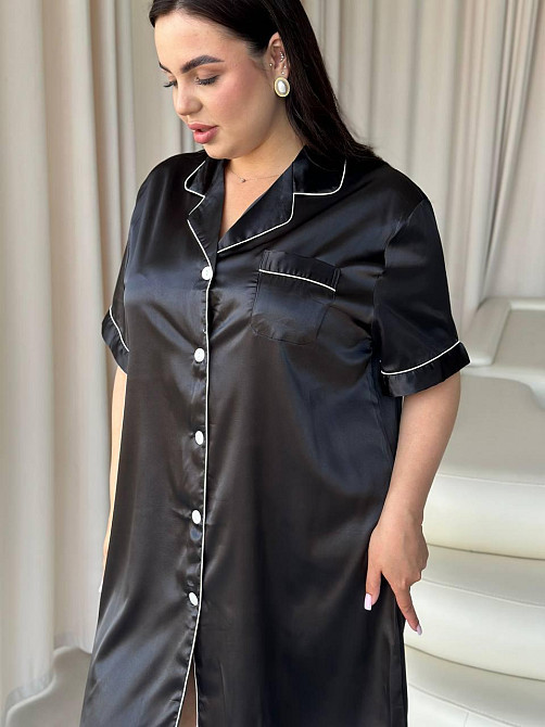 Жіноча шовкова нічна сорочка великих розмірів Ночнушка PLUS SIZE Одяг для дому Сукня для сну шовк Армані Одеса - фото 9