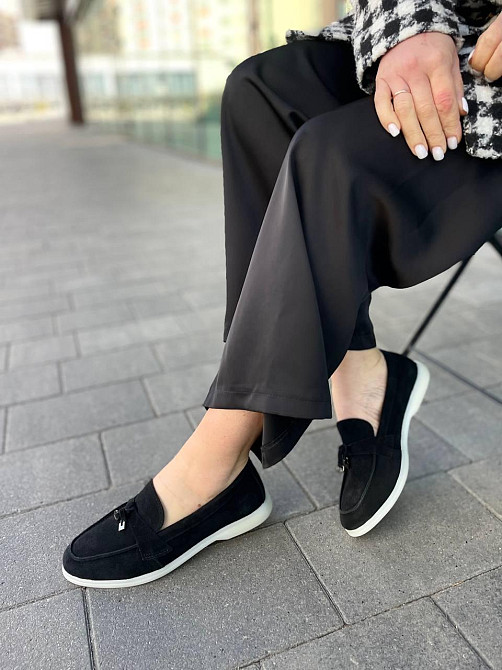 Mermaid Лофери жіночі Mermaid чорні натуральна замша плоска підошва розмір (Б-1) Коломыя - изображение 2