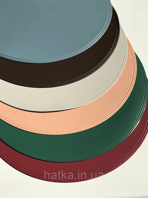 Серветка під тарілку підтарильник PU шкіра 38 см "Панкейк" кругла блакитна для дому та ресторану Київ - фото 3