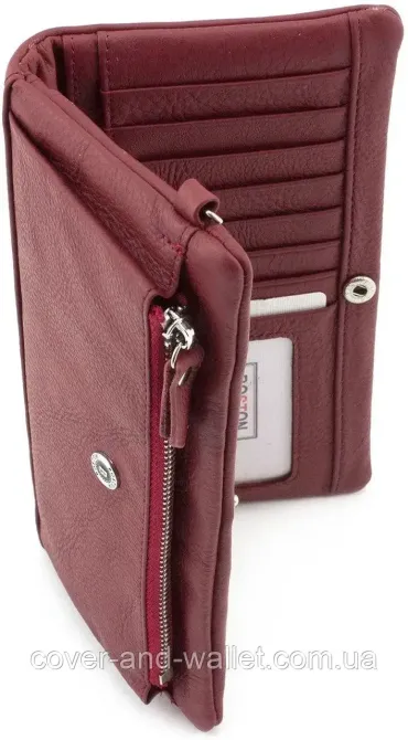 Удобный розовый женский кожаный кошелек купюрник Boston Бордовый Киев - изображение 4