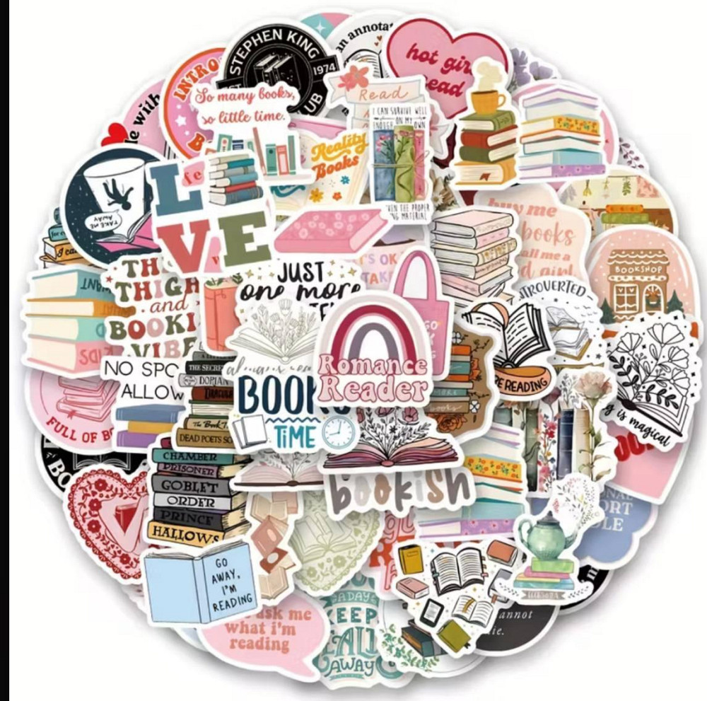 Набір вінілових стікерів Book Lover, 50 шт Київ - фото 1