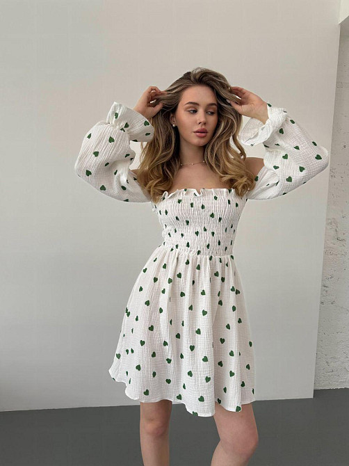 Жіноча романтична сукня із сердечками муслін Зелений, 46/48 Одеса - фото 4